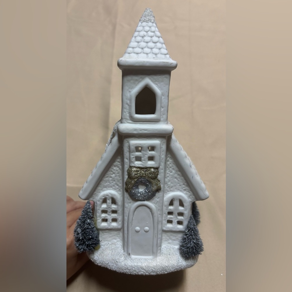 Tea Light Christmas Cottage Church Tea Light Holder White‎ Holidays